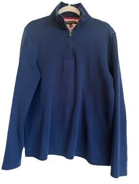 Banana Republic Men’s Medium Quarter Zip Sweater Blue Mock Neck 100% Cotton